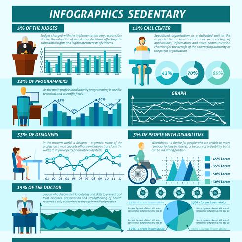 Sitzende Infografiken Set vektor