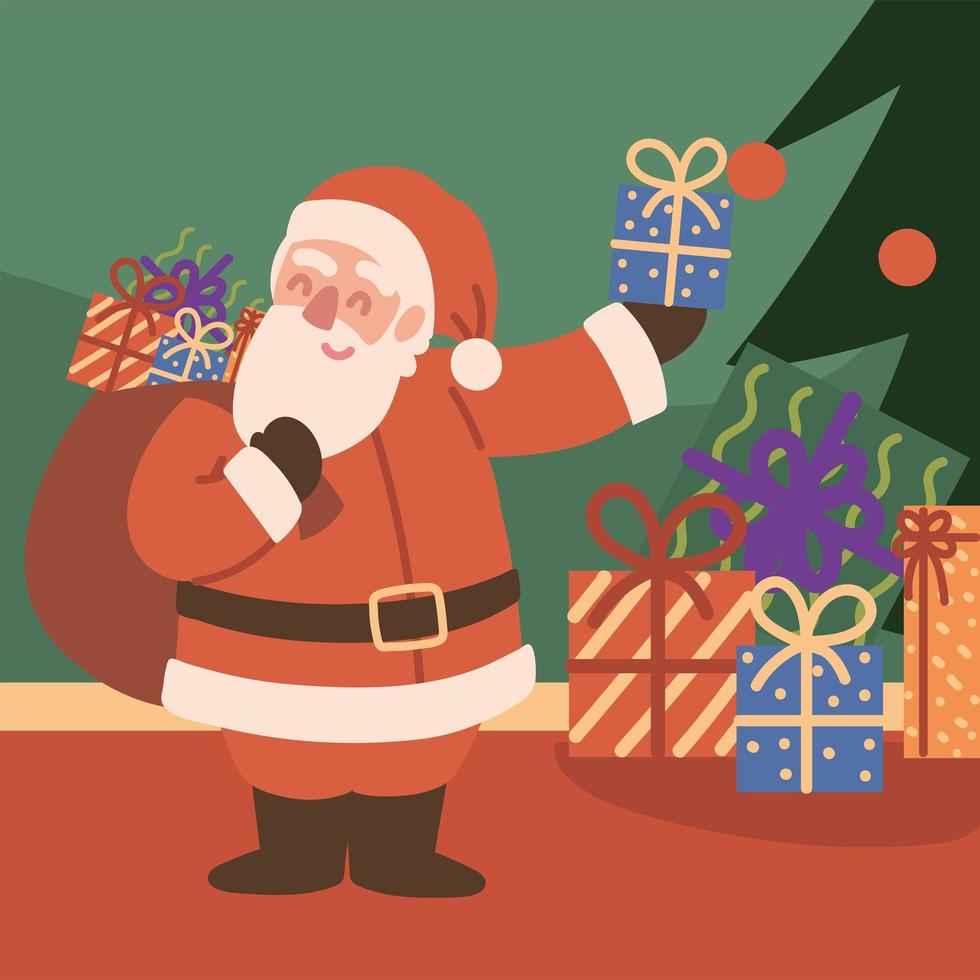 Weihnachtsmann, der Geschenke macht vektor