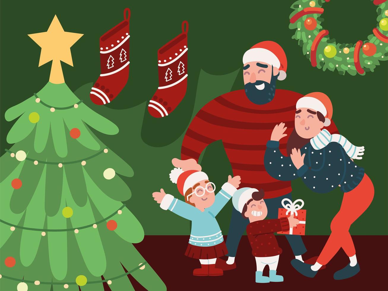 Frohe Weihnachten Familie vektor