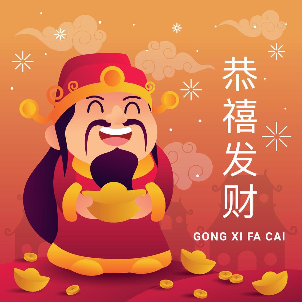 Mann und Gold für Gong xi fa cai vektor