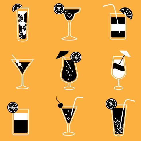 Sammlung von Party-Cocktails mit Alkohol vektor