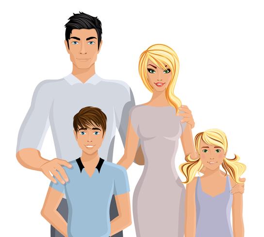 Lycklig familj realistisk vektor