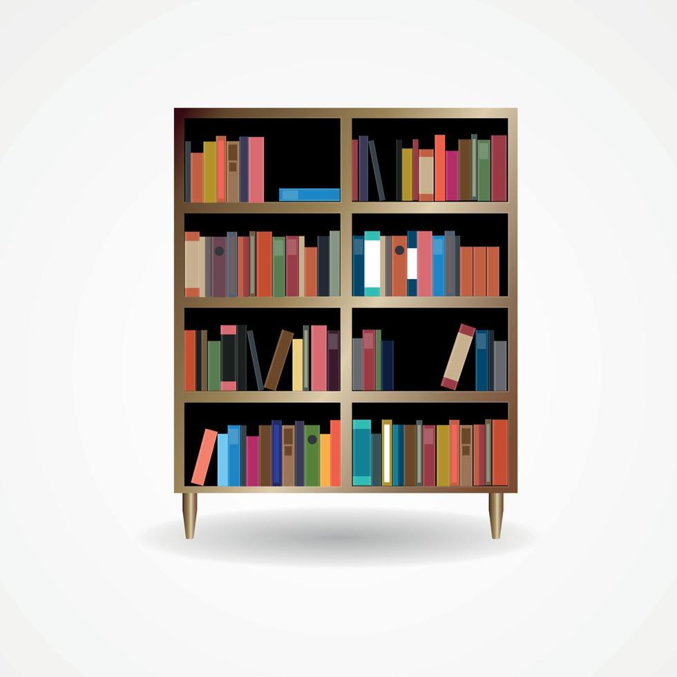 Bücherregal mit Bücher-Symbol-Vektor-Illustration vektor
