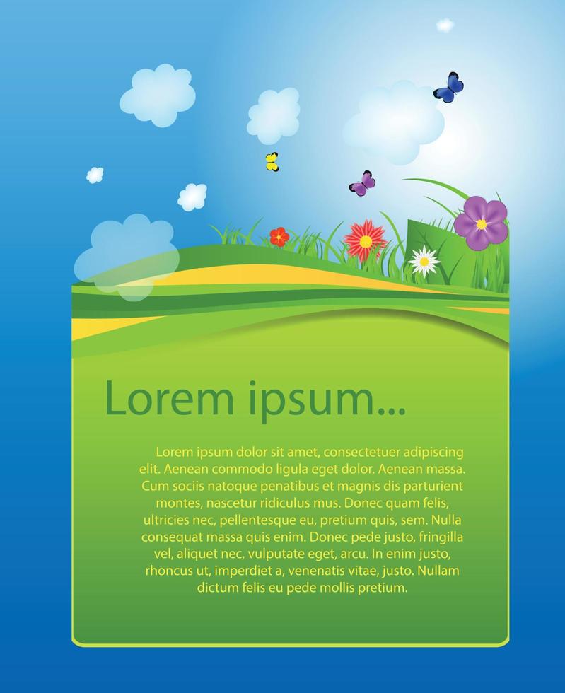 blomma och gräs banner. vektor illustration