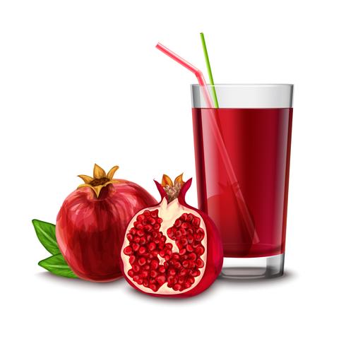 Granatäpple juice glas vektor