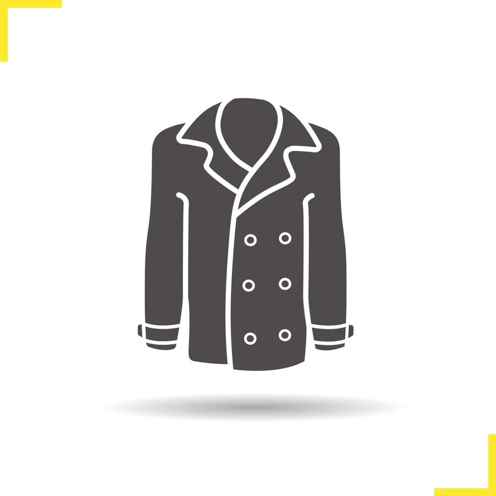 kappa ikon. skugga jakcet siluett symbol. säsongsbetonade ytterkläder i läder för män och kvinnor. päls logotyp koncept. vektor läderjacka isolerade illustration