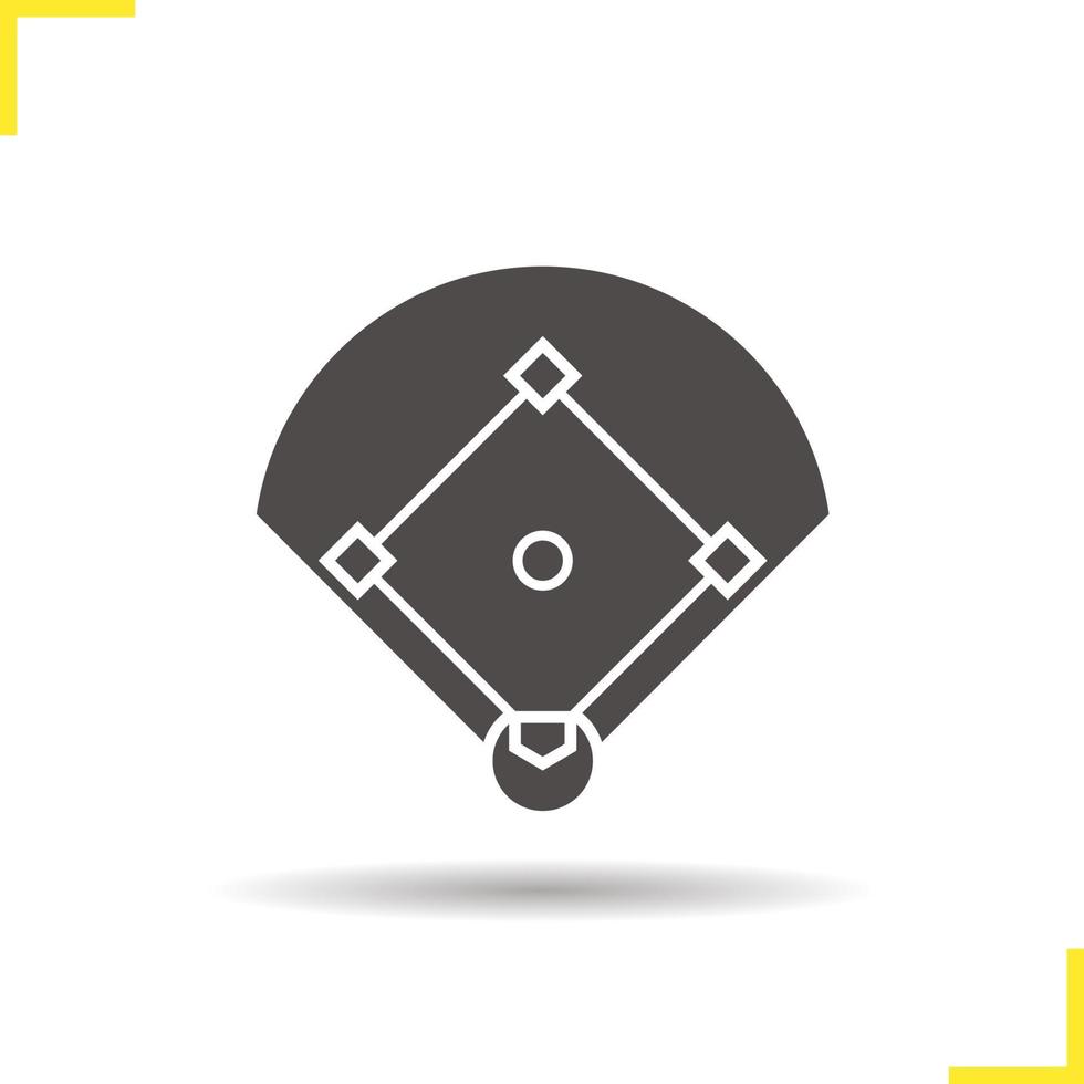 Baseballfeld-Symbol. Schlagschatten Baseball-Silhouette-Symbol. Sport Spielfeld. isolierte Vektorgrafik vektor