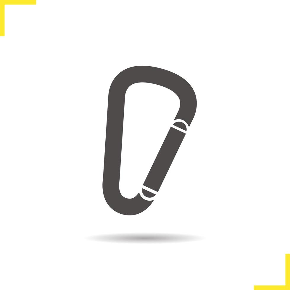 Karabiner-Symbol. Schlagschatten-Karabiner-Silhouette-Symbol. Bergsteiger-Sicherheitsausrüstung aus Metall. Karabiner-Logo-Konzept. Vektor-Karabiner isolierte Illustration vektor