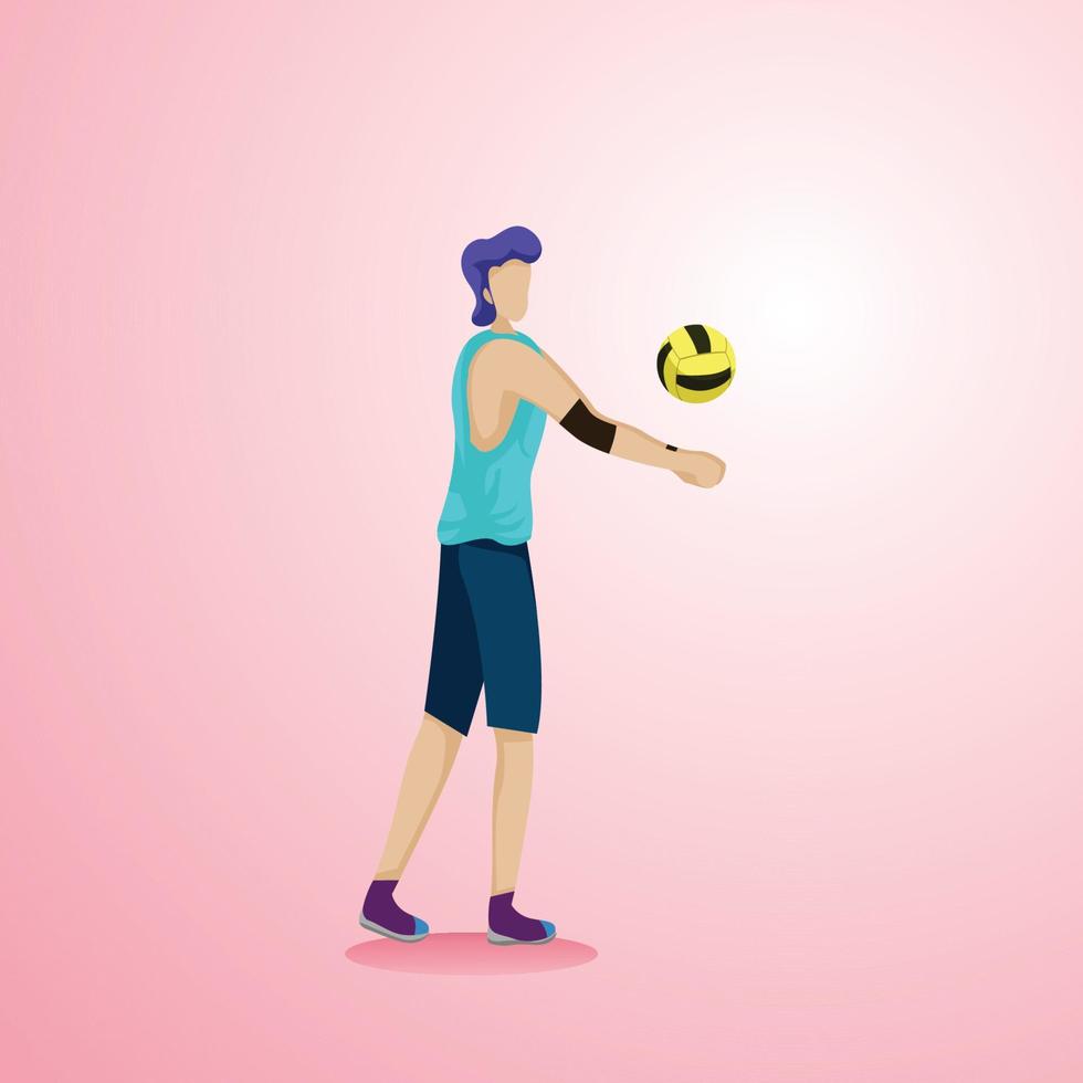 vektorgrafisk illustration av en lång man som gör en nedpassning i volleyboll, lämplig för ett praktiskt verktyg i en bok som beskriver att lära sig volleyboll, samt ett element för design vektor