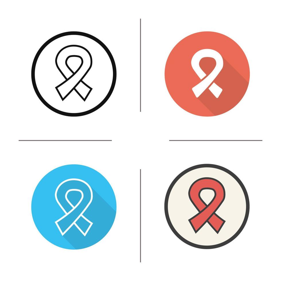 Aids Ribbon-Symbol. flaches Design, lineare und Farbstile. HIV-Band. hilft bewusstsein isolierte vektorillustrationen vektor