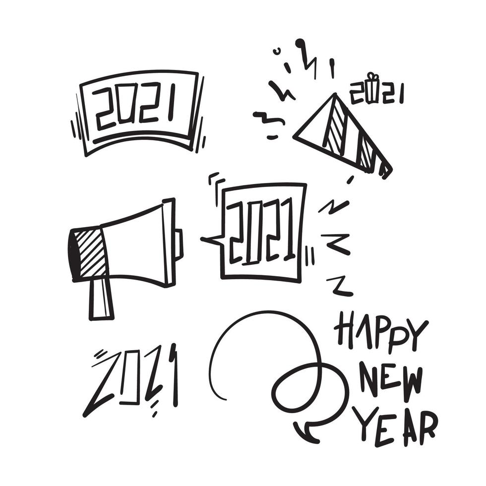 handritad doodle illustration symbol för gott nytt år 2121 i tecknad konst stil vektor