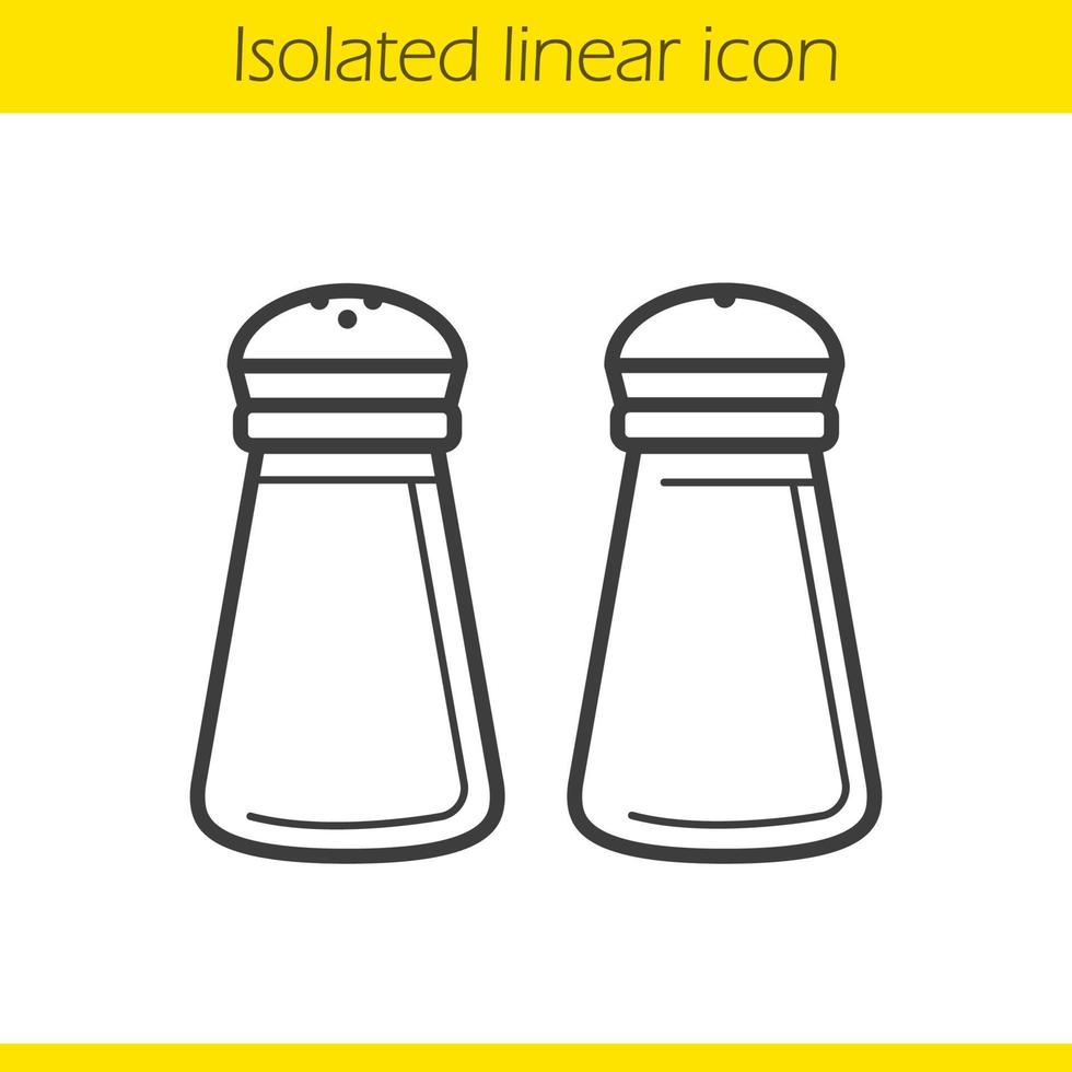 Lineares Symbol für Salz- und Pfefferstreuer. Geschirr. Kochinstrumente dünne Linie Abbildung. Salz- und Pfefferstreuer Kontursymbol. Vektor isolierte Umrisszeichnung