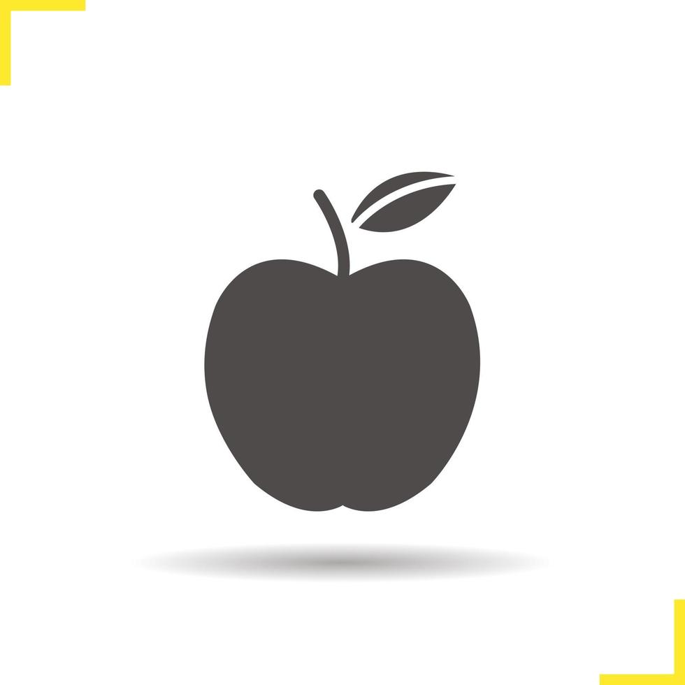äpple ikon. skugga moget äpple siluett symbol. säsongsbetonad jordbruksfrukt. vektor isolerade illustration