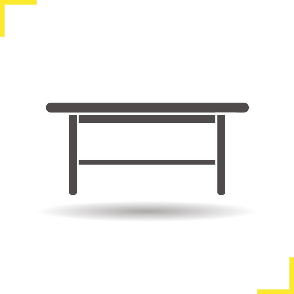träbordsikon. skugga siluett symbol. klassiskt bord. vektor isolerade illustration