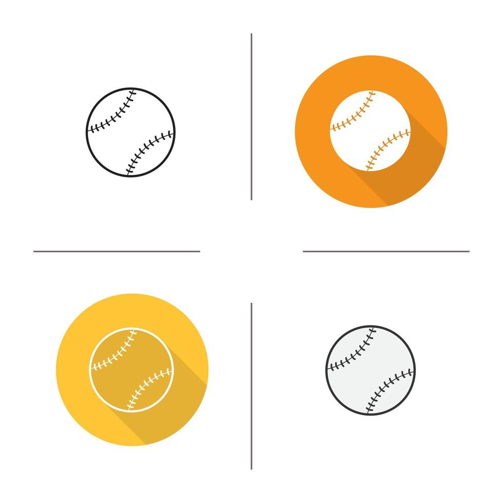 Baseball-Ball-Symbol. flaches Design, lineare und Farbstile. isolierte vektorillustrationen vektor