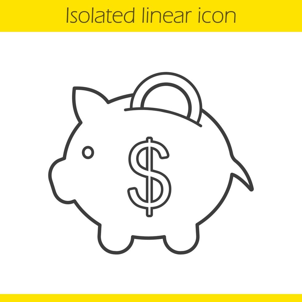 spargris linjär ikon. tunn linje illustration. piggybank kontur symbol. vektor isolerade konturritning