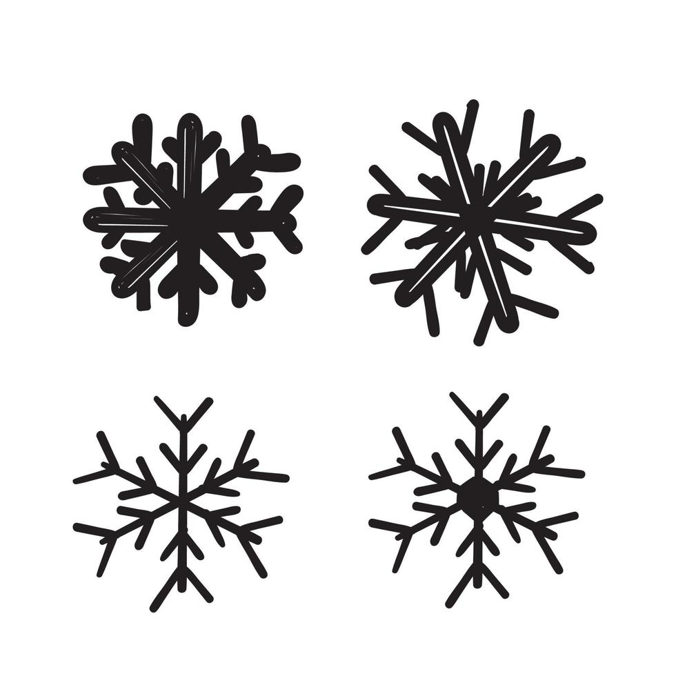 handritad doodle snöflingor ikon illustration vektor isolerade