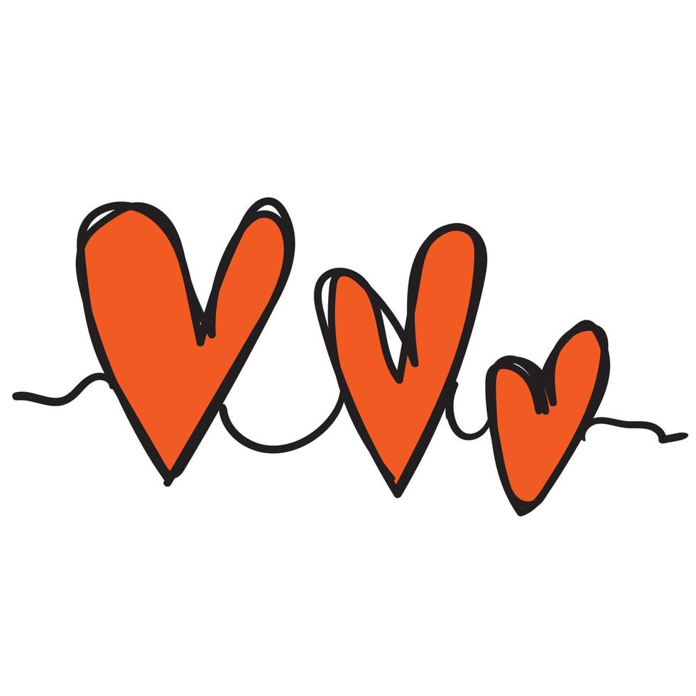 trassliga handritade kärlekshjärta med doodle stil tunn linje, avdelare form vektor