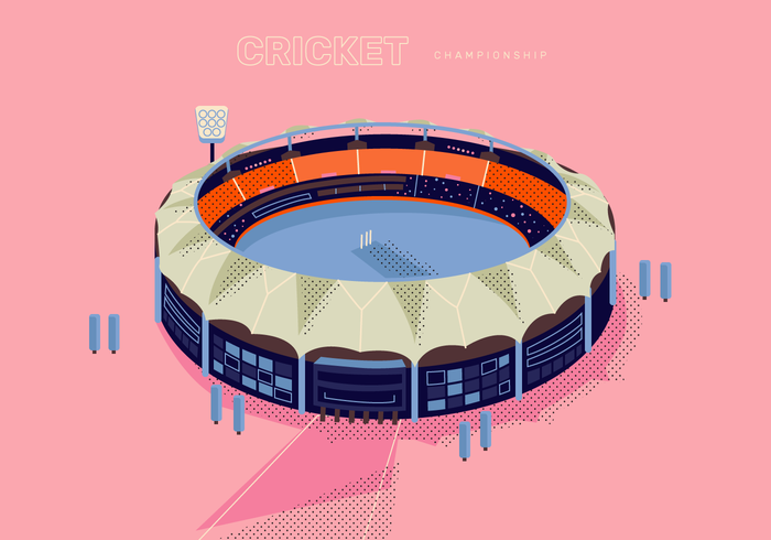 Cricket Stadium Top View Vector Bakgrunds Illustration