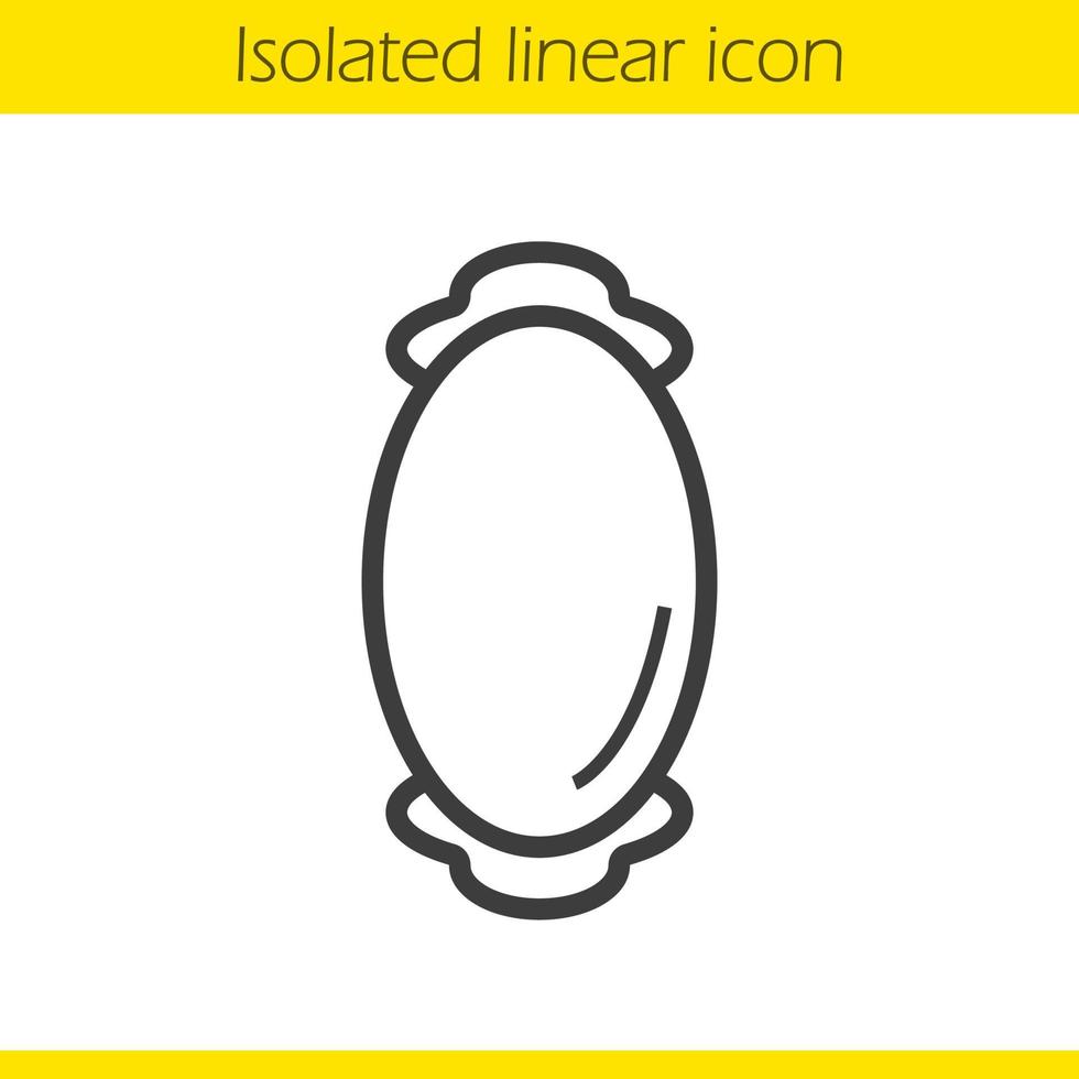 väggspegel linjär ikon. hus dekorativa möbler objekt tunn linje illustration. oval spegelkontursymbol. vektor isolerade konturritning