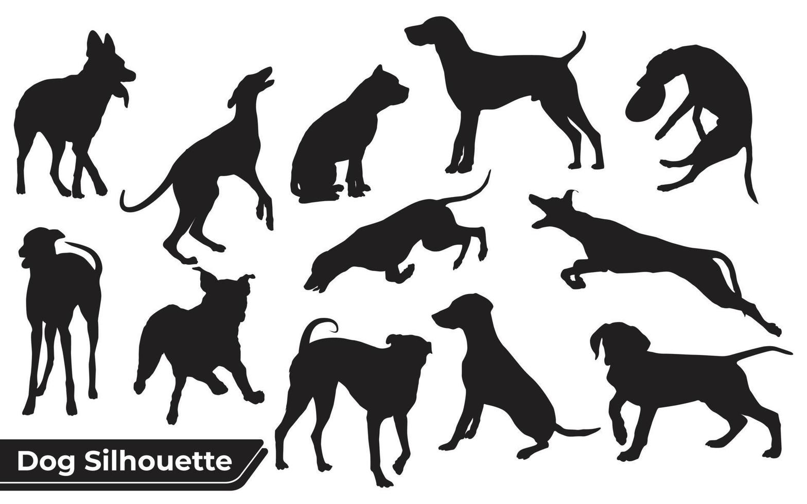 samling av djurhund i olika positioner vektor
