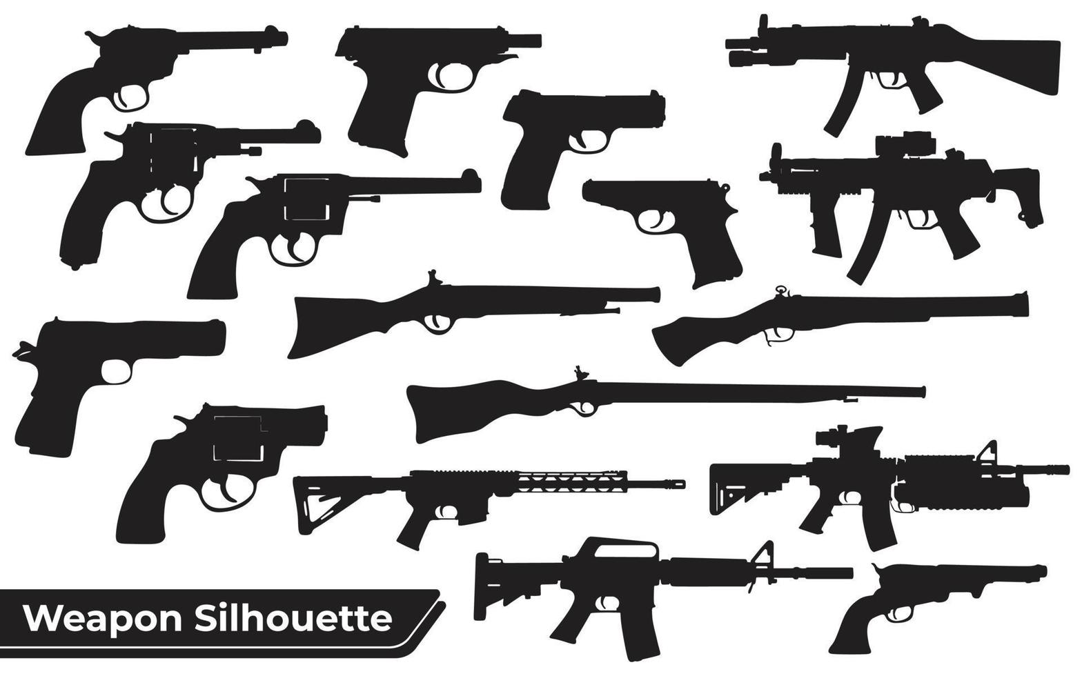 samling av vapen eller pistol eller vapen silhuetter vektor