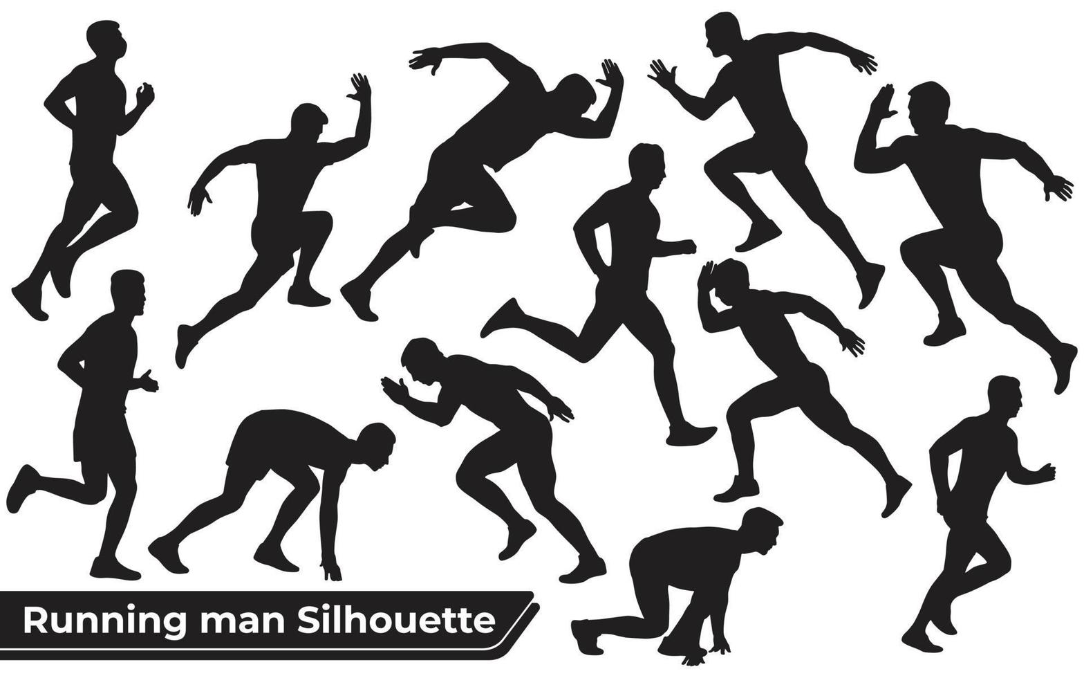 Sammlung von Silhouetten des laufenden Mannes in verschiedenen Posen vektor