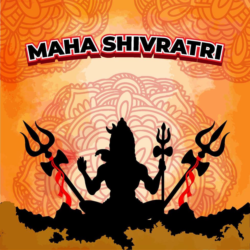 maha shivratri hintergrund mit lorn shiva silhouette konzept vektor