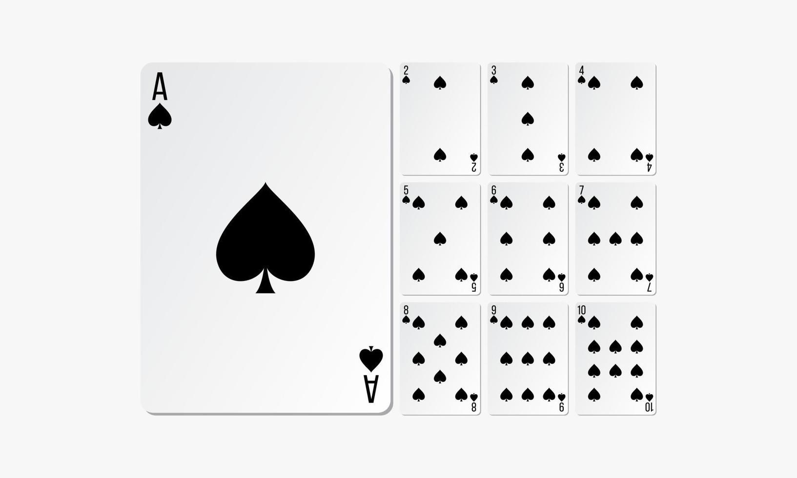 Pik Spielkarten. Set Kartenspiel-Design-Vektor. vektor
