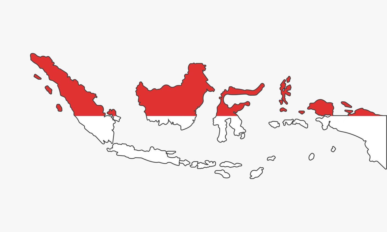 Indonesien Karte Flagge Design Vector Illustration.