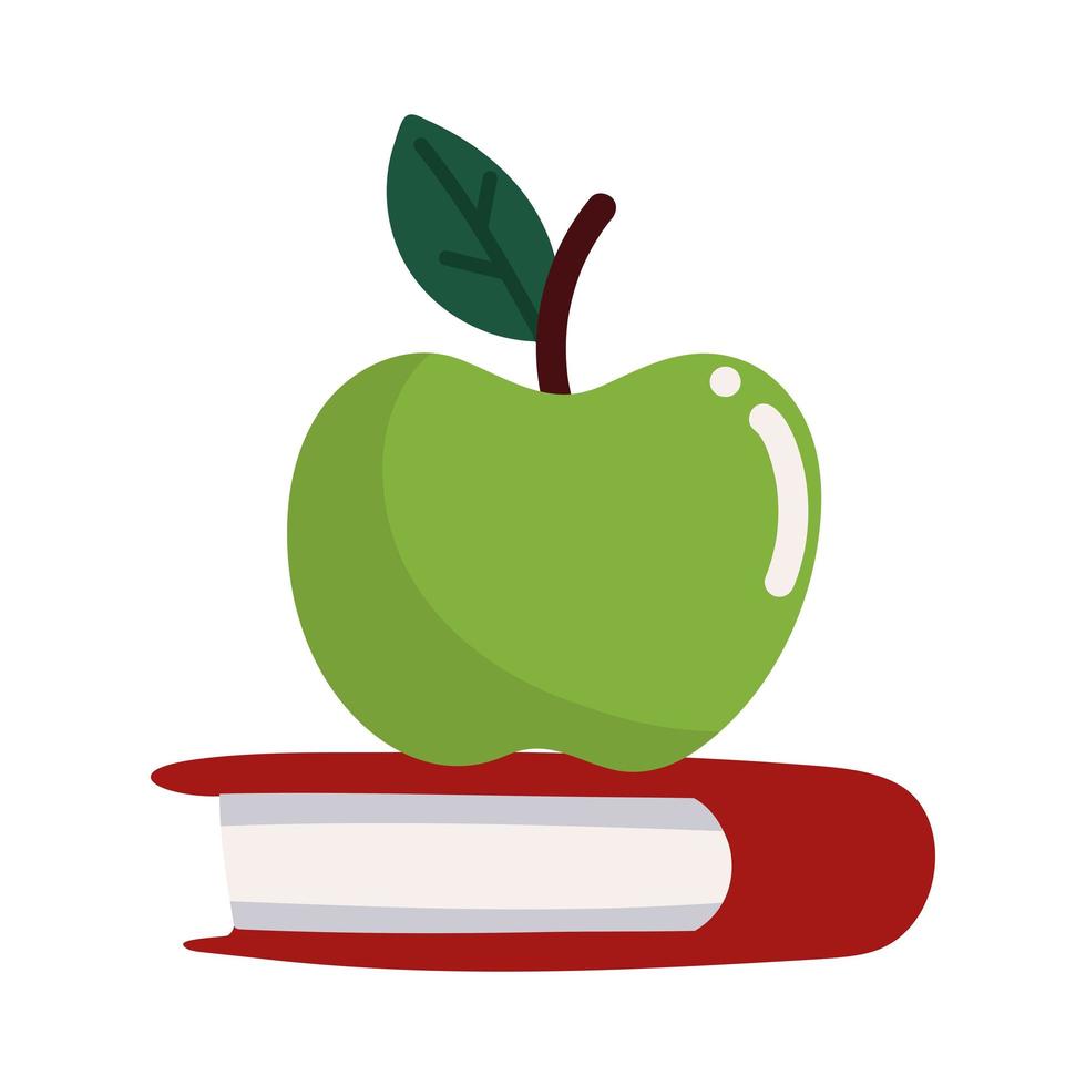 skolbok och äpple vektor