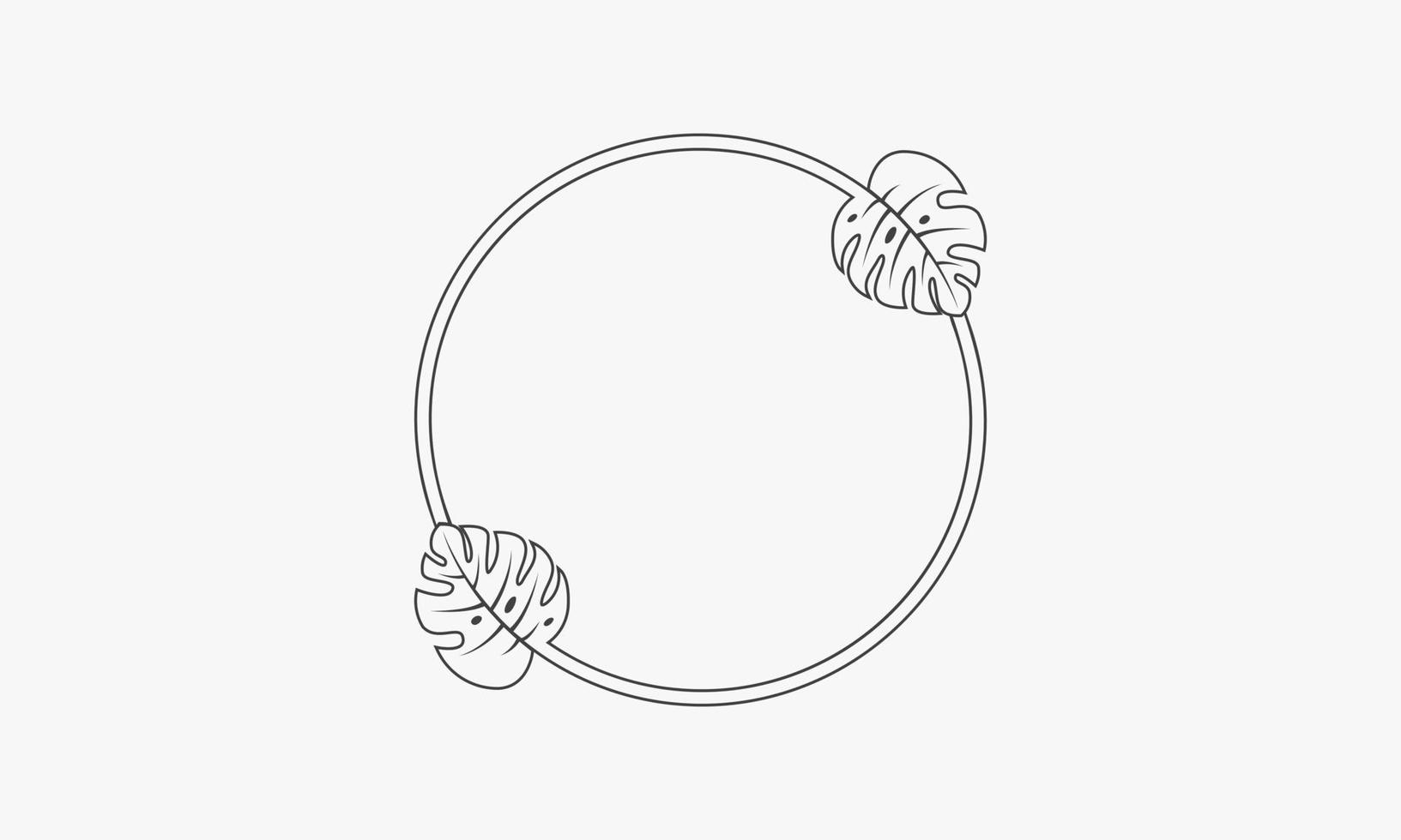 Kreislinie Symbol Monstera Blätter isoliert auf weißem Hintergrund. vektor