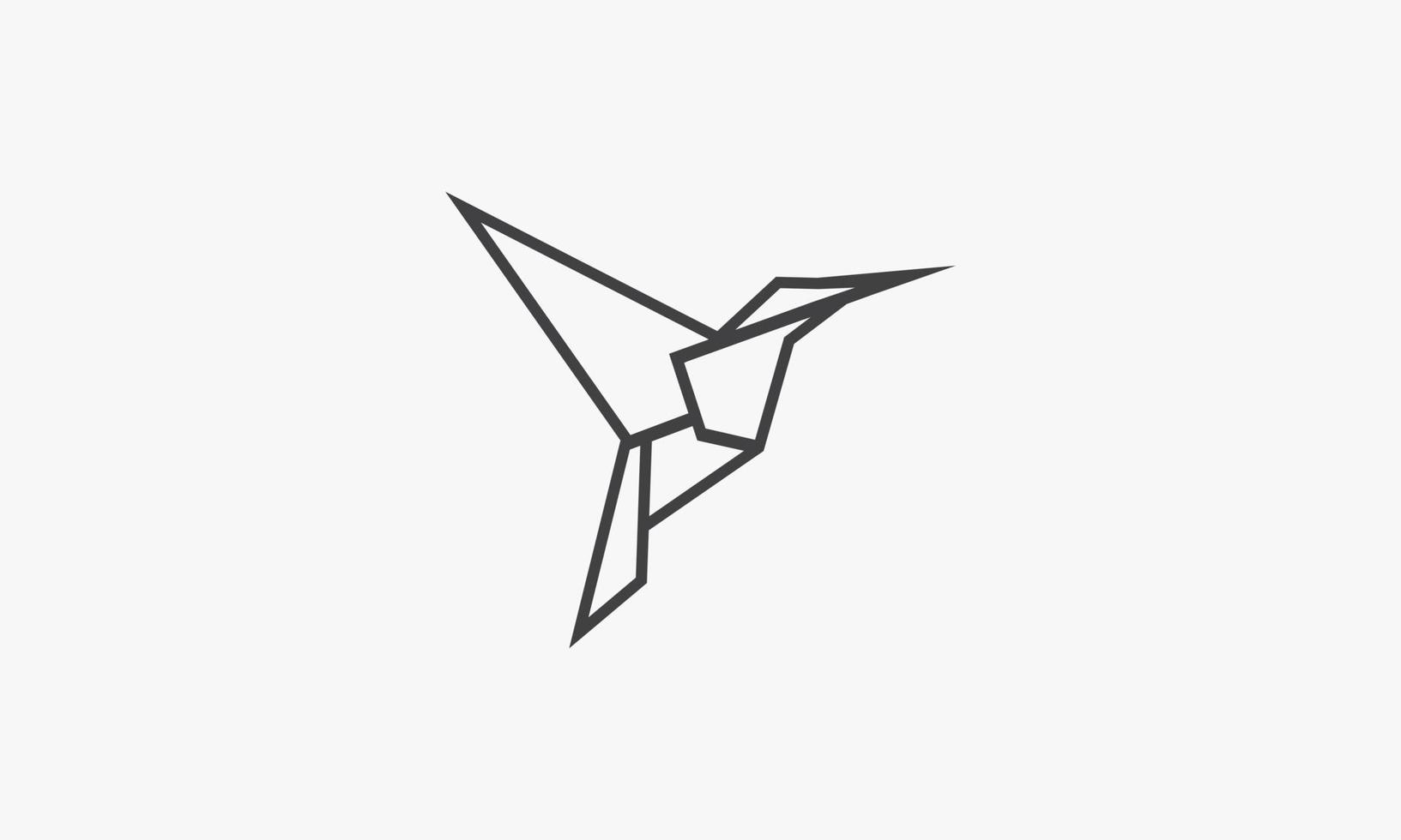 Liniensymbol Papier Origami Kolibri isoliert auf weißem Hintergrund. vektor