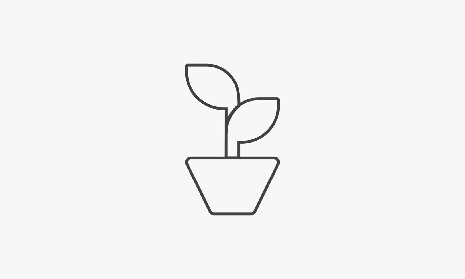 Liniensymbol Topfpflanzen isoliert auf weißem Hintergrund. vektor