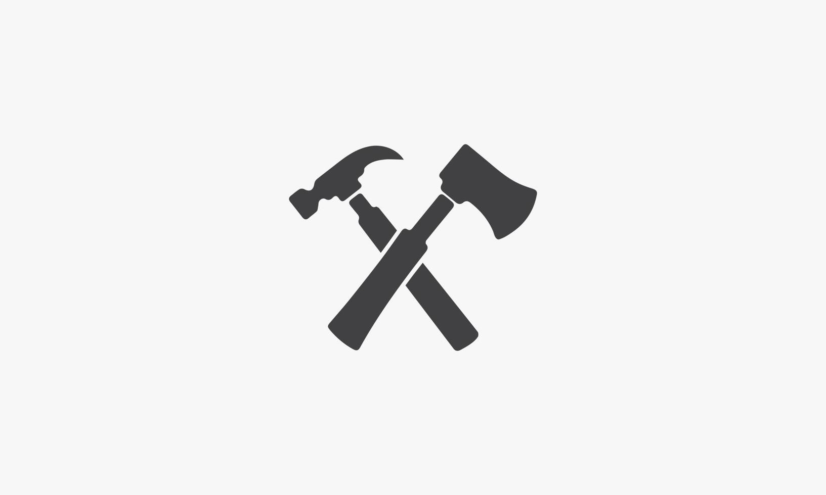 Hammer und Axt gekreuzte Symbol. isoliert auf weißem Hintergrund. Vektor-Illustration. vektor