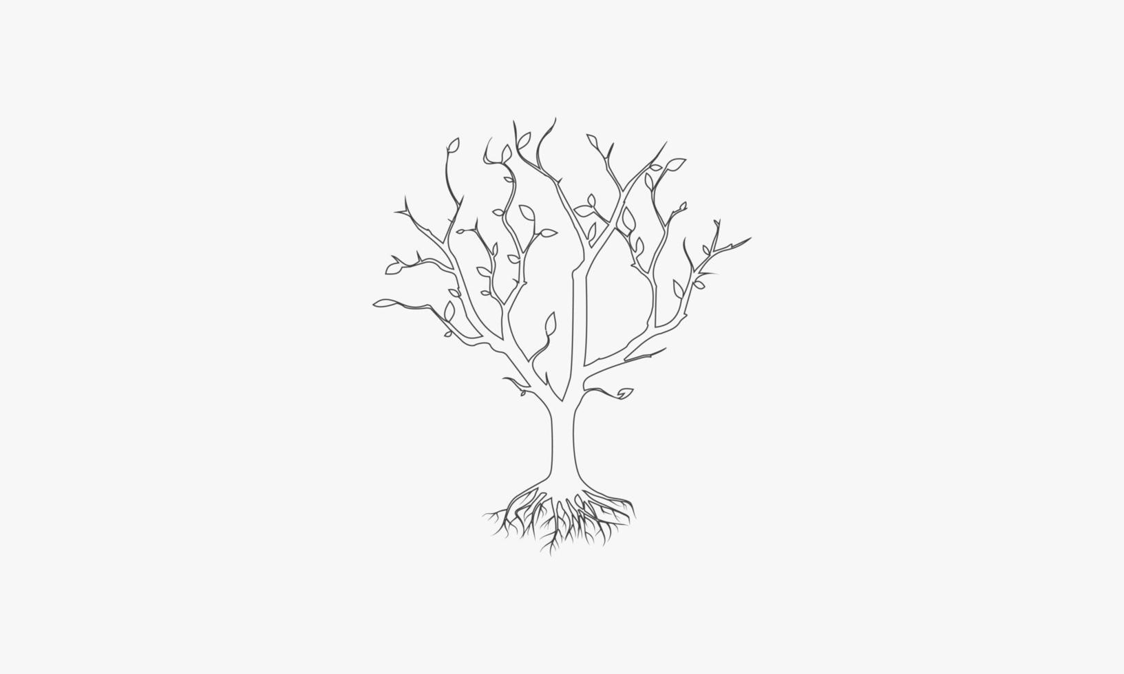 Liniensymbol trockener Baum fallen Blätter isolierten weißen Hintergrund. vektor