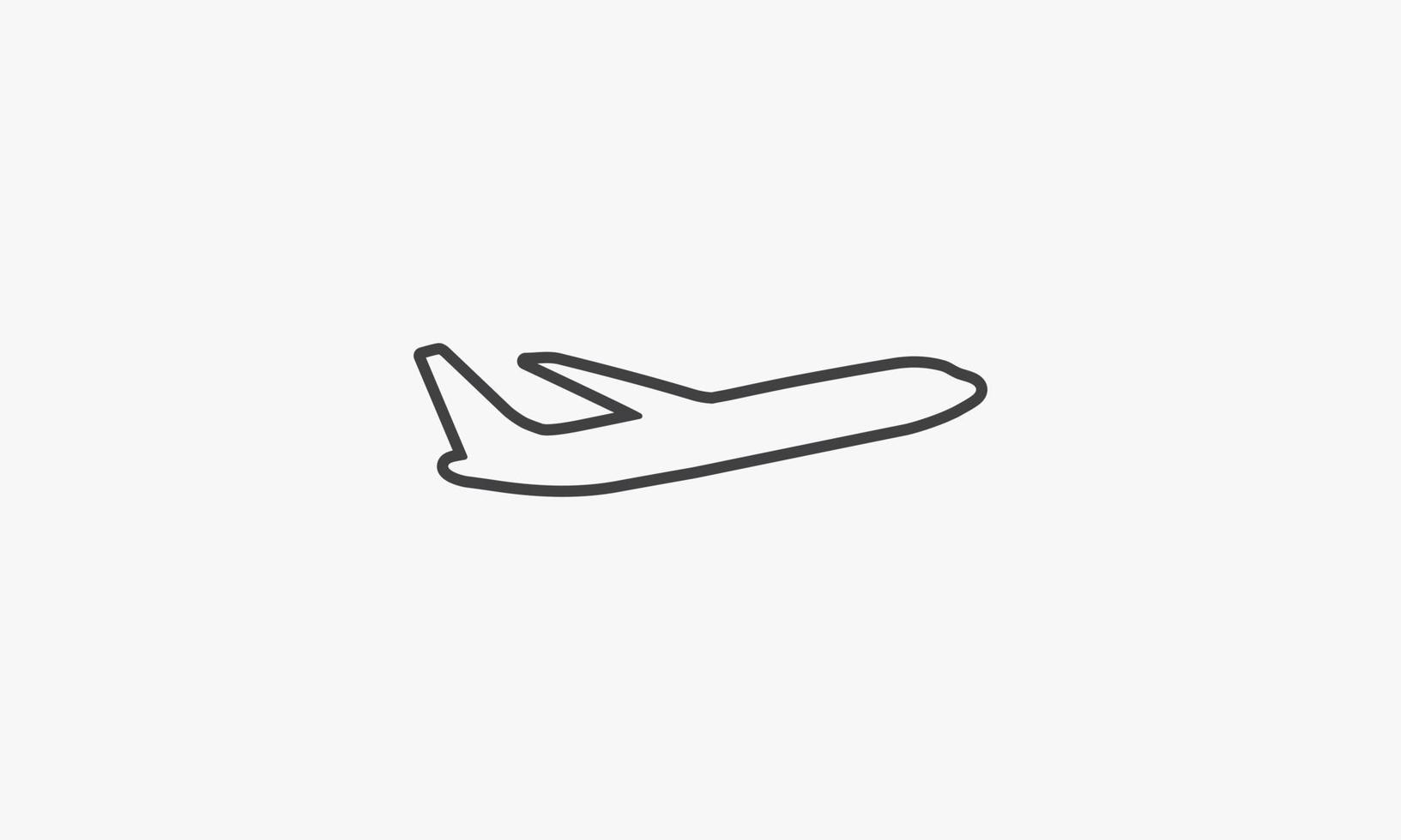 Liniensymbol Flugzeug isoliert auf weißem Hintergrund. vektor