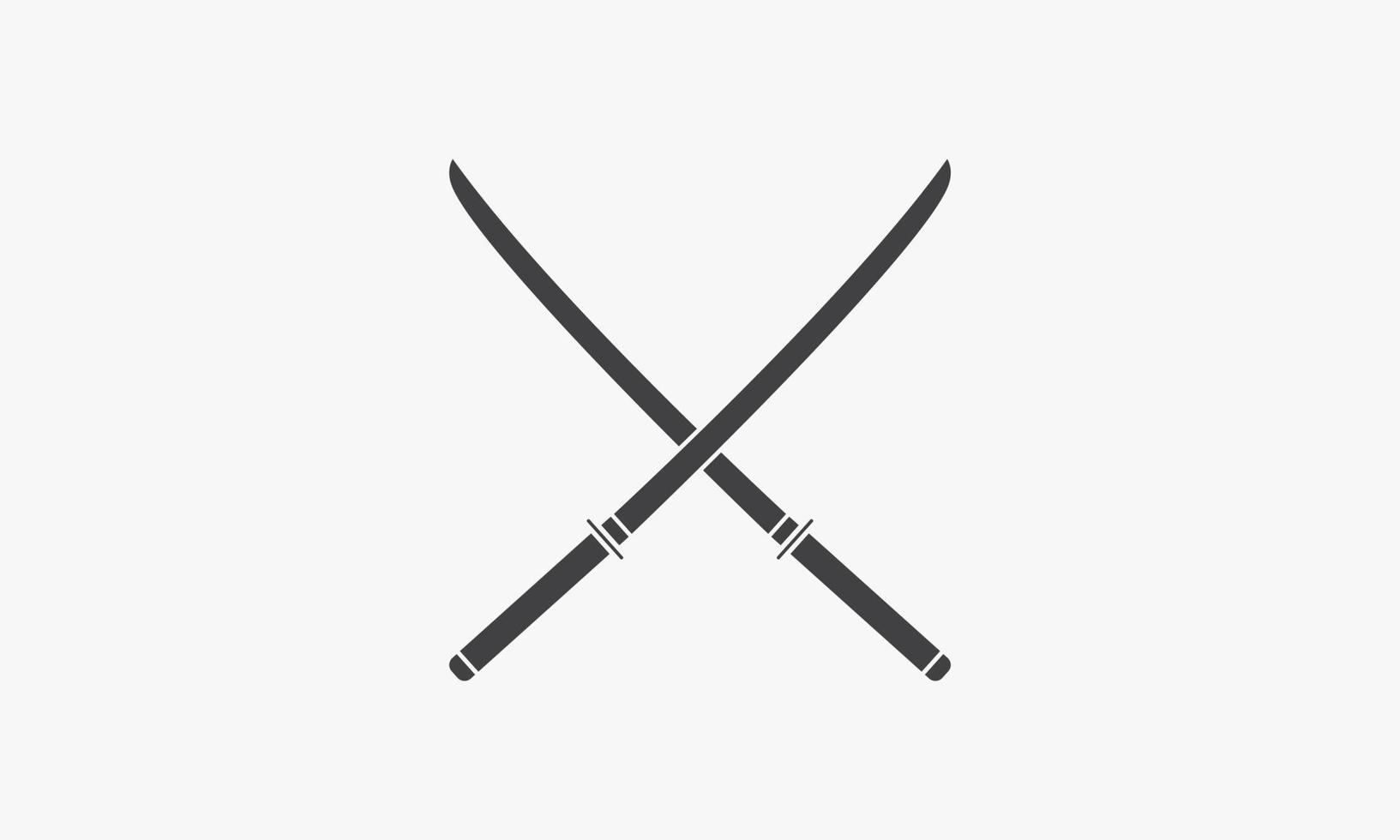 zwei Schwerter Katana gekreuzt Icon Design Vector Illustration.