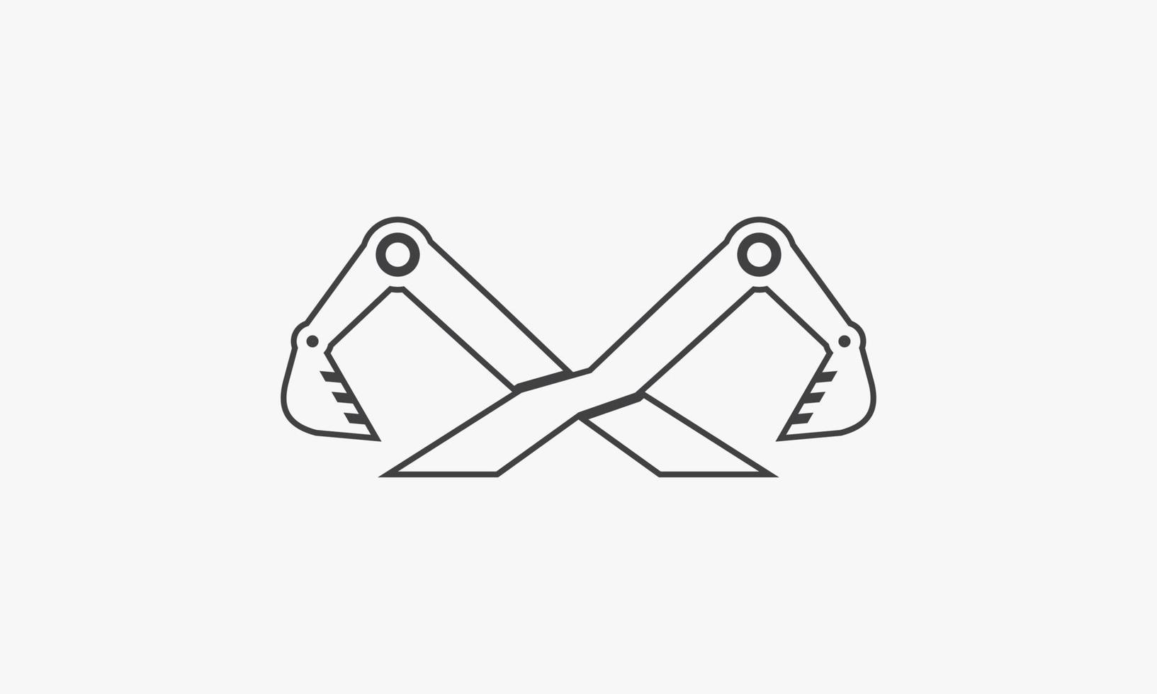 Linie Symbol Logo Cross Bagger isoliert auf weißem Hintergrund. vektor