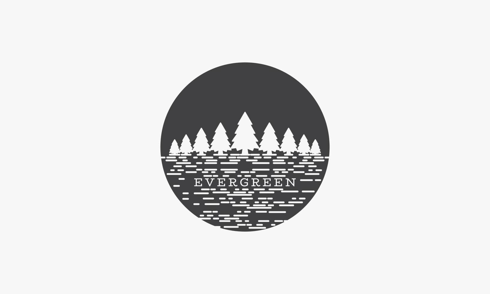 cirkel fir skog vintergröna tall logotyp design vektor. vektor