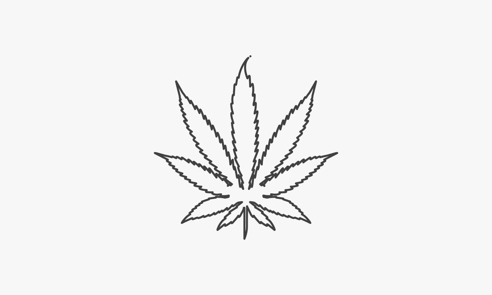 Liniensymbol Cannabis isoliert auf weißem Hintergrund. vektor