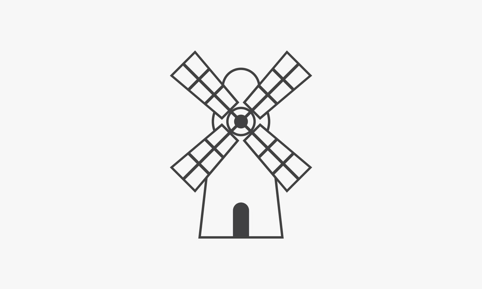 Liniensymbol Windmühle isoliert auf weißem Hintergrund. vektor