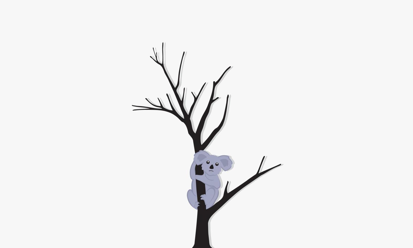 träd koala med skugga isolerad på vit bakgrund. vektor