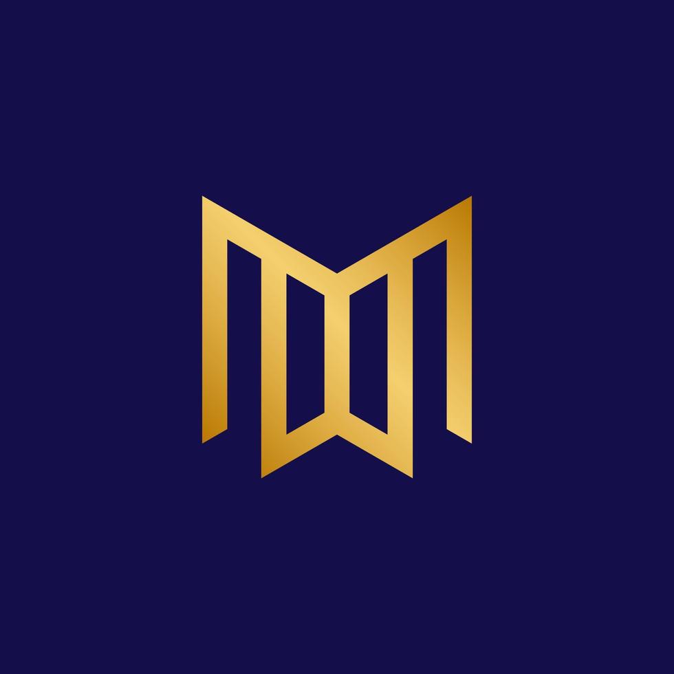 bokstaven m guld logotyp design vektor