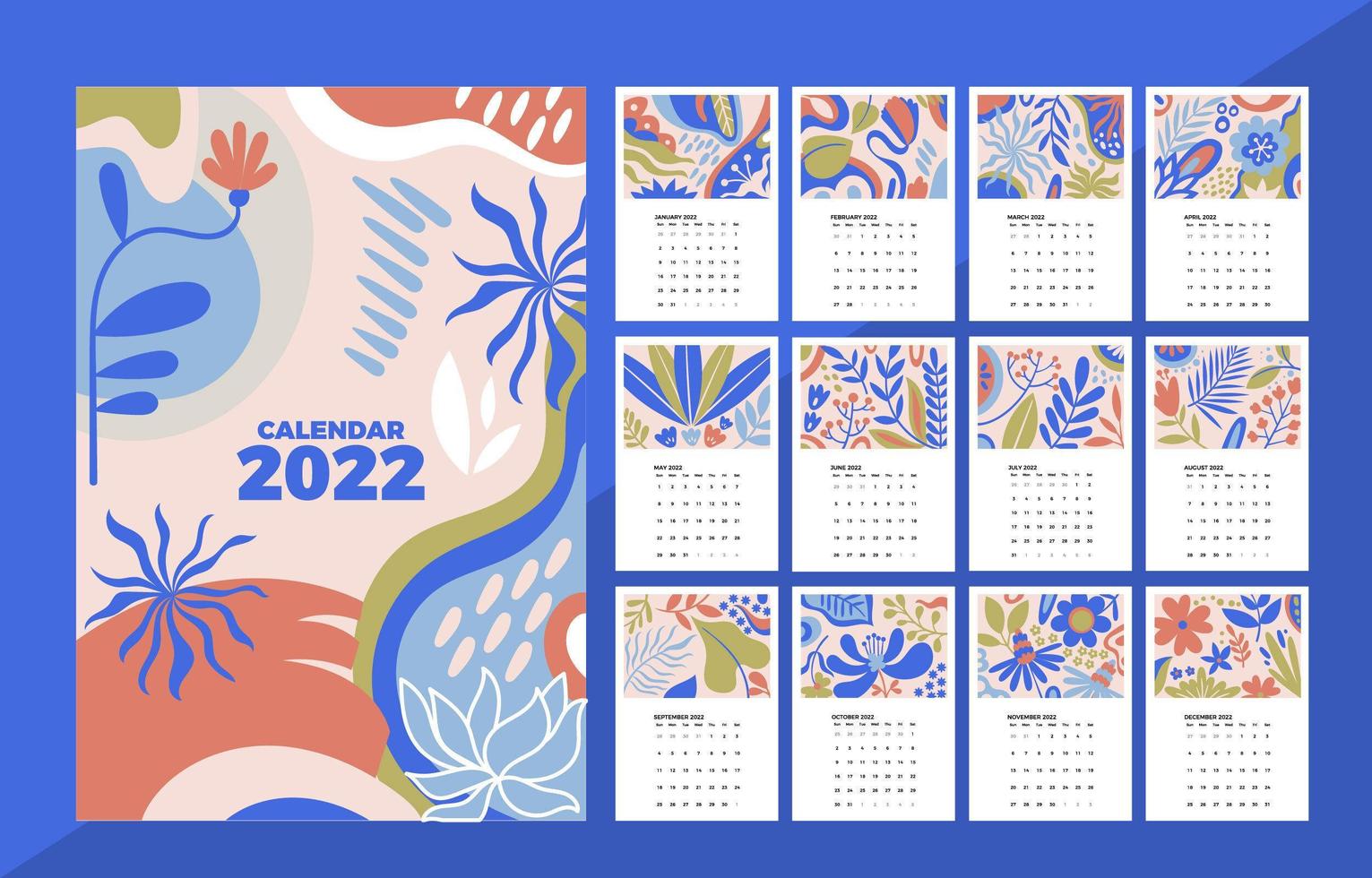 schöne Kalendervorlage 2022 vektor