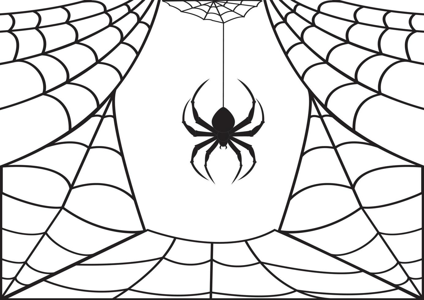 Spinne. Spinnennetz. Clip Art. schwarze Spinne vektor