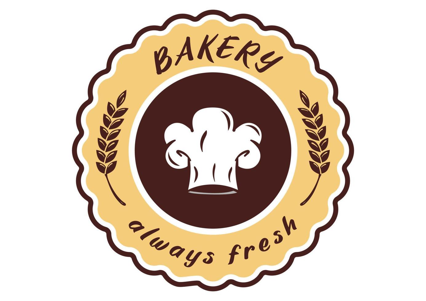 Bäckerei-Logo. Bäckerhut, Weizengewürz, flaches Logo vektor