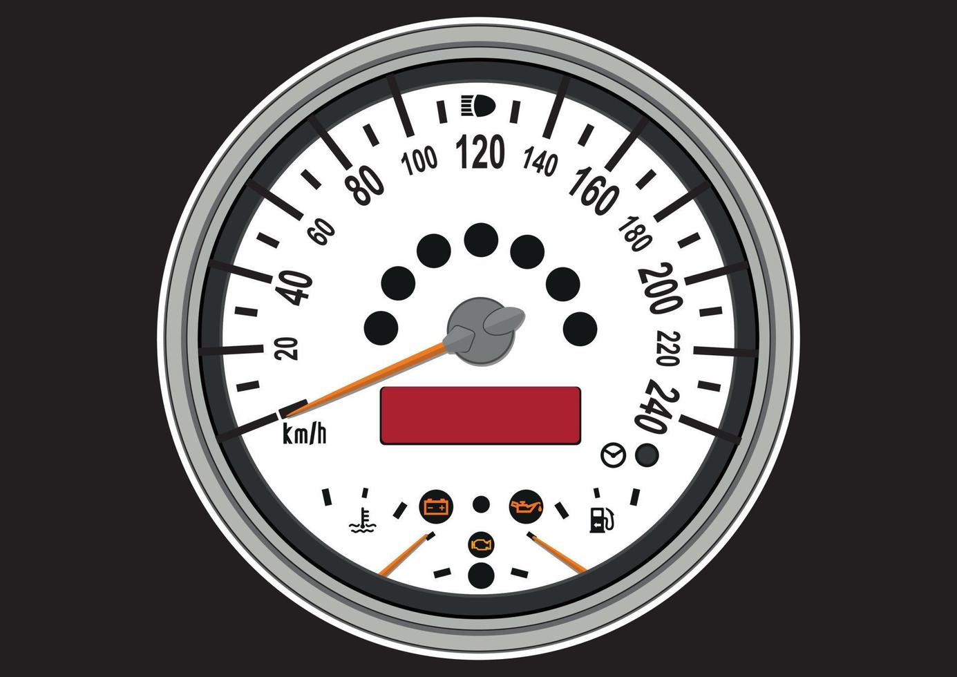 hastighetsmätare hastighet bil auto instrumentbräda isolerad på svart bakgrund vektor