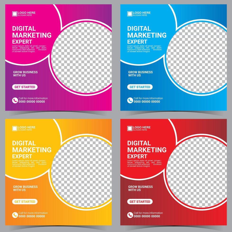 mall för digital marknadsföring sociala medier efter design vektor