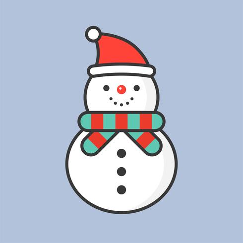 Schneemann mit Nikolausmütze, gefüllte Umrissikone für Weihnachtsthema vektor